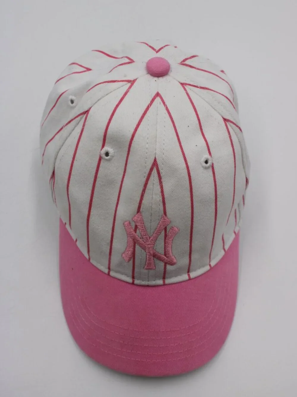 47 Brand New York Yankees Toddler Hat Strapback Cap MLB Pink & White Stripes